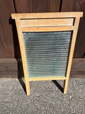 Vintage British Wood & Textured Glass Washboard.  33 cm x 57 cm