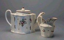 Antique New Hall Teapot & Jug