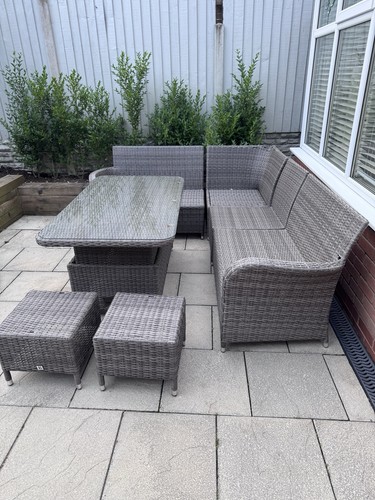 Grey rattan wicker corner sofa - grey,