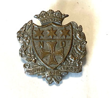 Notre Dame School Badge - Vintage Metal front Copper Coloured
