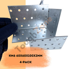 Angle Brackets - Galvanised Heavy Duty Steel Corner Mounting KM6 60x60x100x2mm