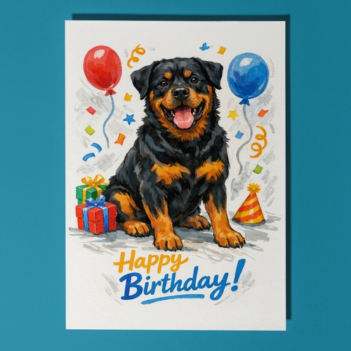 Rottweiler dog happy - rottweiler, birthday