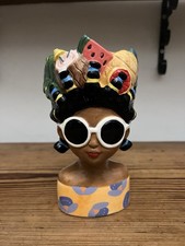 Pretty Heaven Sends funky Vase With Bust Of Lady With atop Fruit Hair