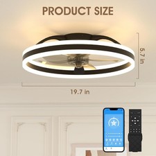 NIORSUN 50cm Ceiling Fans with Lights and Remote, 6 Speeds 3000K-6500K Dimmable