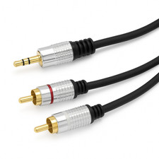 Pro Audio 3.5mm Jack to Twin RCA Phono Cable | Shielded OFC Gold-Plated Aux Lead
