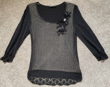 BETTY BARCLAY COLLECTION ladies pretty charcoal black top size 12
