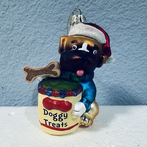 Blown glass dog christmas - blown,