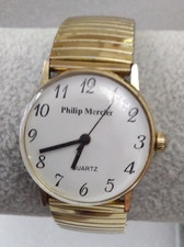 PHILIP MERCIER Quartz Watch S565S Gold Tone Expandable Strap Pre-Loved