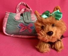 JoJo Siwa BowBow Puppy Dog Yorkie w/Blue Bow In Bag Soft Plush Toy 6.5”