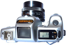 UNUSED FILM CAMERA SET CANOMATIC FMD 35 mm + 50mm ZOOM LENS, COBRA FLASH, STRAP