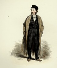 1841 LE MAÎTRE DE PENSION French engraving watercolor print gummed era