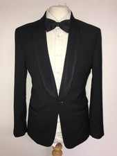 CHARLES TYRWHITT - Slim Fit BLACK WOOL Dinner SUIT - 38 Reg - W32 L30 -  TUXEDO
