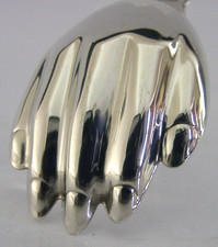 NOVELTY ENGLISH STERLING SILVER HAND TEA CADDY SPOON 1975