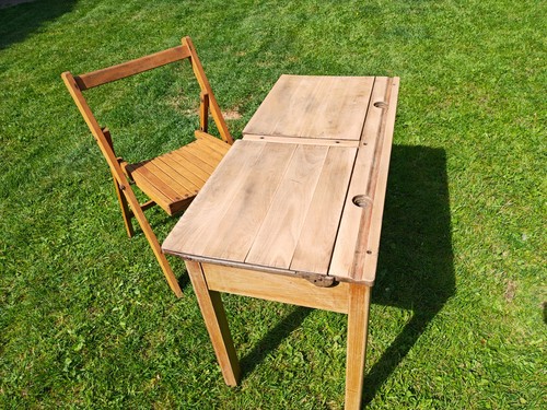 Vintage wooden double school - wooden,