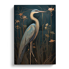 Heron Art Deco Canvas Wall Art