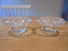 vintage glass candle stick holders.  Christmas table setting. France.