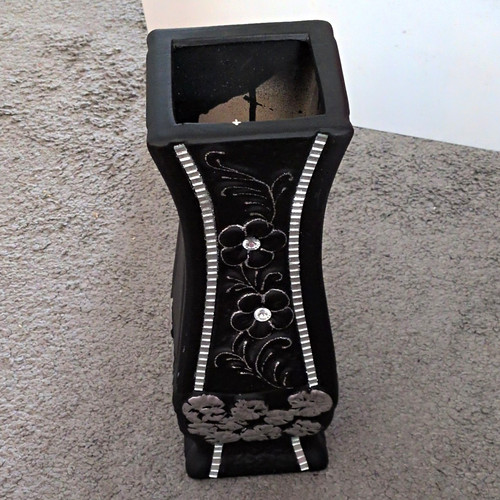 Black silver ceramic square - silver,