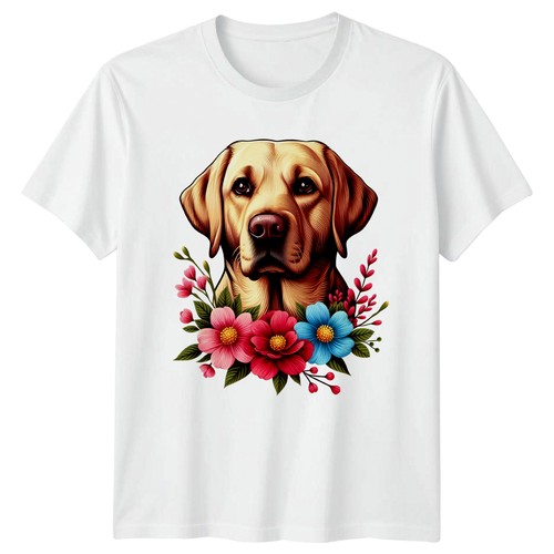 Floral yellow labrador - floral,