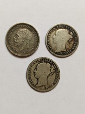 3 Silver Threepence Coins 1930-1896-1893