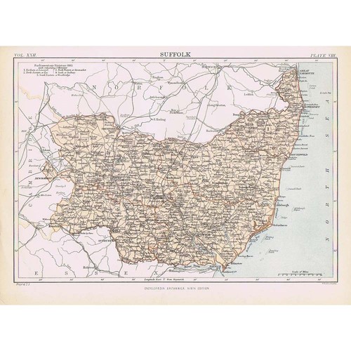 Suffolk antique map 1883 w - suffolk,