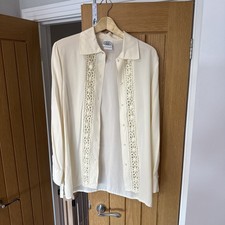Vintage Laura Ashley Soft Silk Style Blouse Shirt Cream Size UK10