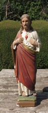 VINTAGE RELIGIOUS STATUE ALTAR FIGURE SACRED HEART JESUS CHRIST 30.5cm AS FOUND