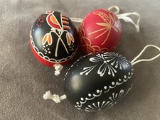 3x Hand Painted Blown Egg