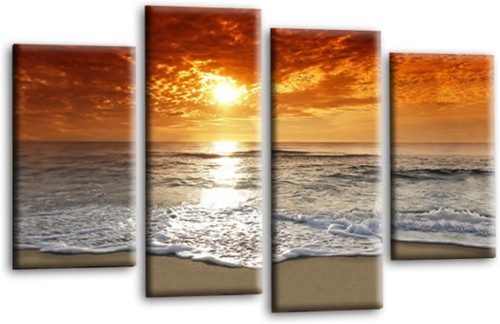 Seascape wall art orange - orange, grey