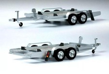 IXO 1/18 DIECAST TWIN 2 AXLE AUTOTRAILER/RALLY CAR TRAILER SILVER TRL005-18