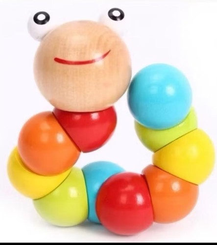 Multi color wooden twisty worm - multi-color,