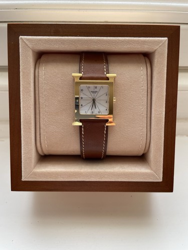 Hermes gold heure watch - h,