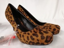 South Suede Leopard print slip on rounded toe 3" stiletto heel, spare heel tips 