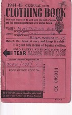 ORIGINAL  WW2 Clothing Ration Book,  1944-45 still has coupons. Birmingham.