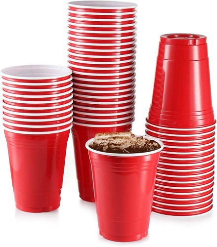 Red party cups plastic - red,