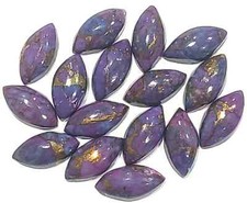 Purple Copper Turquoise Gemstone 4x8mm Pear Cabochon Calibrated - 5 Pieces