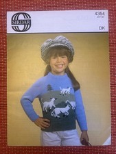BOYS GIRLS KIDS LAMB SHEEP FARM JUMPER 24”-30” VTG KNITTING PATTERN SIRDAR 4354