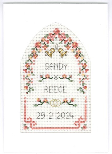 Pink wedding card with arch - wedding,