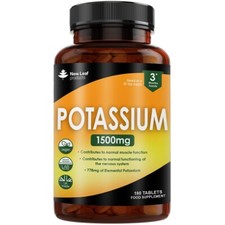 Potassium 1500mg Supplements High Strength - 180 Tablets Nervous System Bones