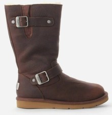 UGG® AUSTRALIA KENSINGTON 1969 TOAST LEATHER ZIP UP BOOTS UK 4 USA 5 RRP £240