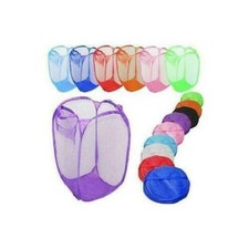 LAUNDRY BAG POP UP MESH WASHING FOLDABLE LAUNDRY BASKET BAG BIN HAMPER STORAGE