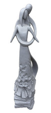 ONE ONLY -"CARING EMBRACE" CONTEMPORARY GARDEN STATUE in GREY SHIMMER  - 45% OFF