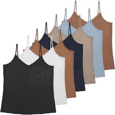Ladies Cami Vest Tops Pack of 3 Plus Size Cotton Rich ex M S Large New Uk Size