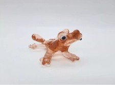 Vintage Hand-blown Glass Frog Ornament Home Decor Orange/Brown