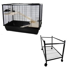 Rat Hamster Langham Cage 2-Tier Black Optional Stand Small Pet