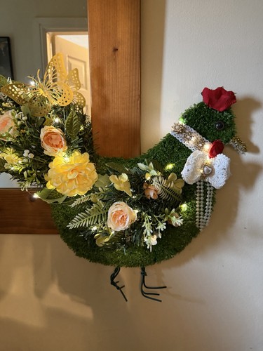 Spring chicken door wreath - spring,