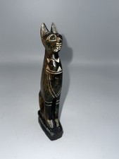 Egyptian Pretty Stone Carved Goddess Cat Figurine Kitty Bastet Figure Kitten