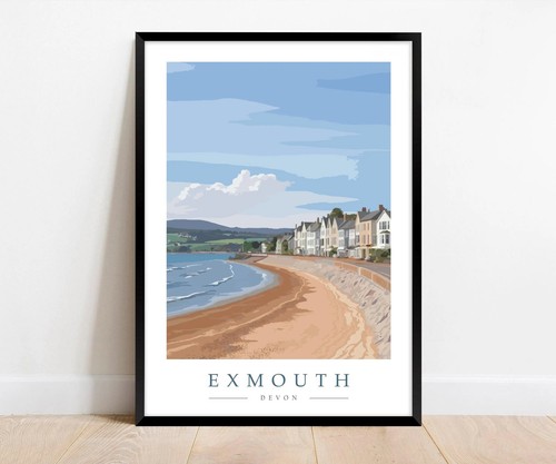 Exmouth beach devon poster - beach, |