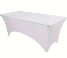 4FT Rectangular Polyester Stretch Tight Fit Table Cover Trestle Tablecloth UK