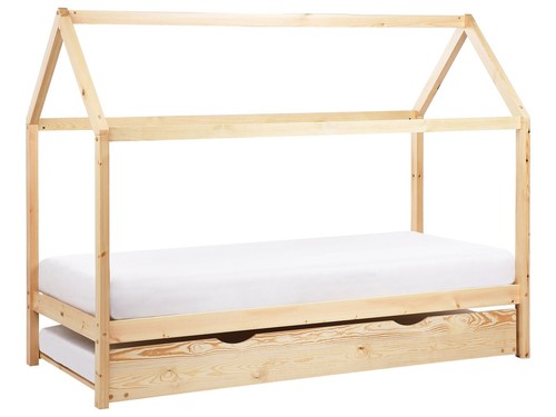 Kids trundle bed pine wood - bed,