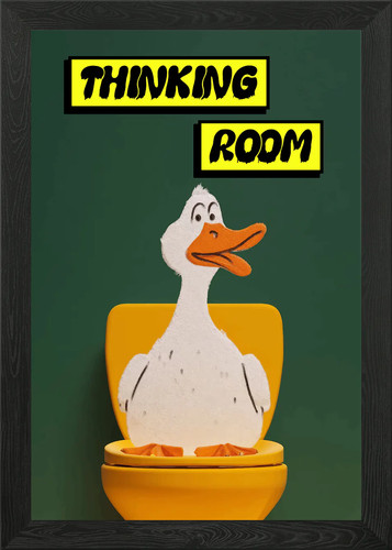 Thinking room duck toilet - on,